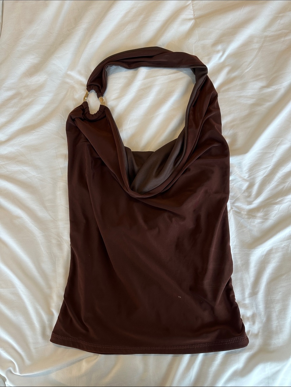 Sleek Brown Halter Cowl Neck Camisole
